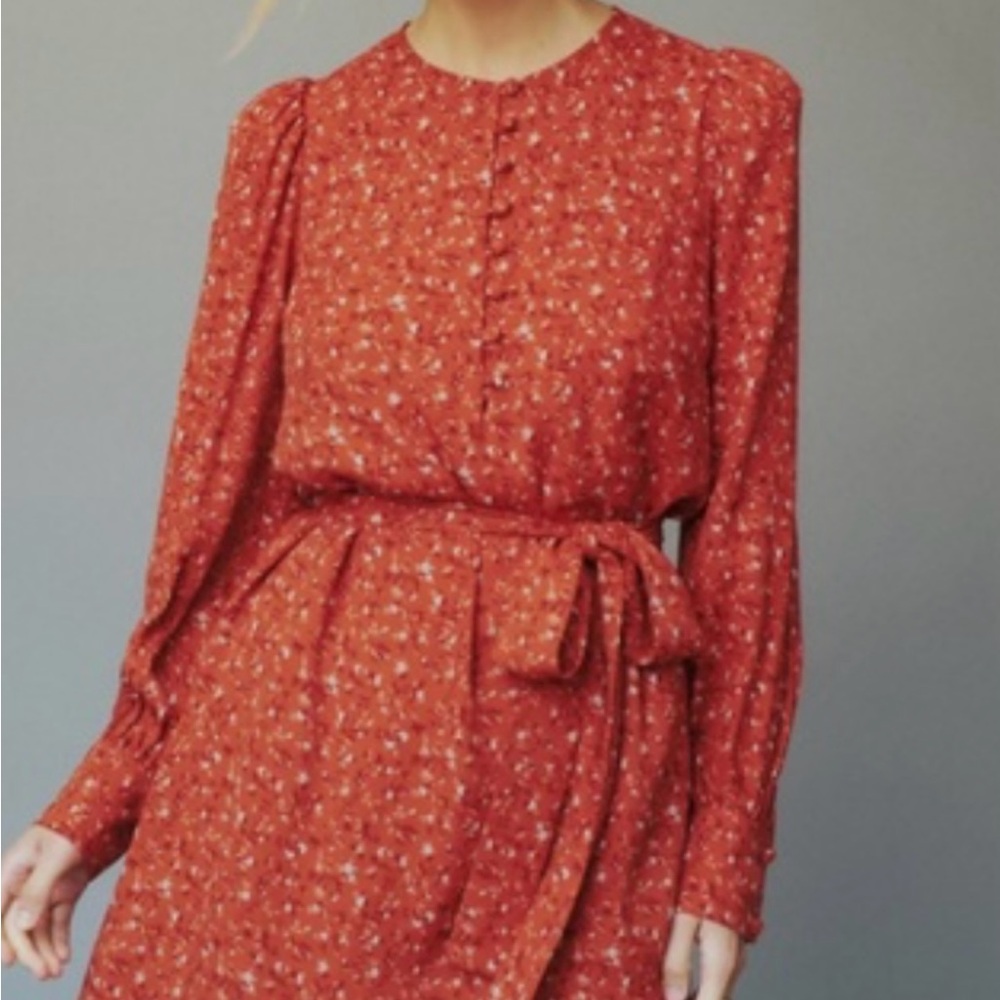 Reformation Carinna Minidress in a red/orange floral print medium nwot